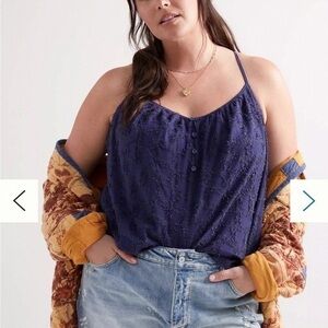 Anthropologie Navy Textured Spaghetti-Strap Cami